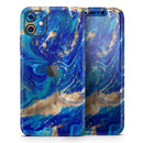 Vivid Blue Gold Acrylic - Protective Skin Wrap & Decal – Compatible with iPhone SE to iPhone 17 Pro Max (All Models)