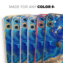 Vivid Blue Gold Acrylic - Protective Skin Wrap & Decal – Compatible with iPhone SE to iPhone 17 Pro Max (All Models)