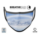 Vivid Blue Reflective Clouds on the Horizon - Made in USA Mouth Cover Unisex Anti-Dust Cotton Blend Reusable & Washable Face Mask with Adjustable Sizing for Adult or Child