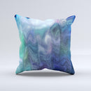Vivid Blue Sagging Painted Surface ink-Fuzed Decorative Throw Pillow