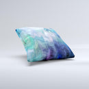 Vivid Blue Sagging Painted Surface ink-Fuzed Decorative Throw Pillow