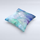 Vivid Blue Sagging Painted Surface ink-Fuzed Decorative Throw Pillow