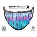 Vivid Blue Washed Tie Dye V1 - Made in USA Mouth Cover Unisex Anti-Dust Cotton Blend Reusable & Washable Face Mask with Adjustable Sizing for Adult or Child
