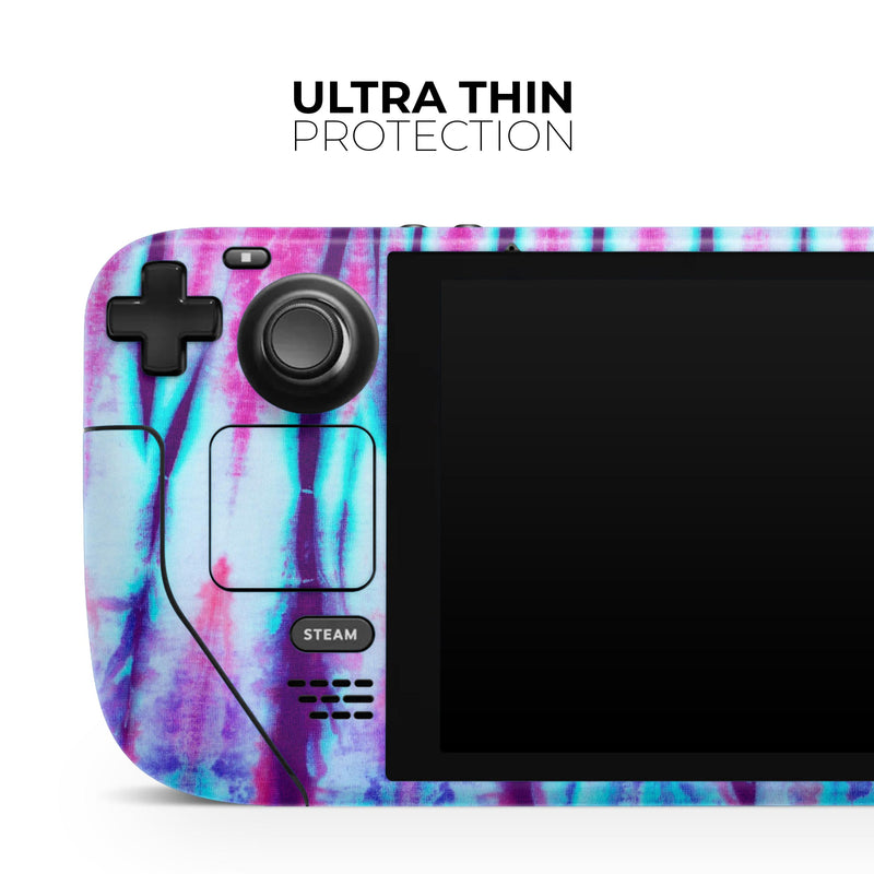 Vivid Blue Washed Tie Dye V1 // Full Body Skin Decal Wrap Kit for the Steam Deck handheld gaming computer
