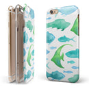 Vivid Blue Watercolor Sea Creatures iPhone 6/6s or 6/6s Plus 2-Piece Hybrid INK-Fuzed Case
