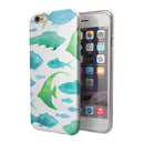 Vivid Blue Watercolor Sea Creatures iPhone 6/6s or 6/6s Plus 2-Piece Hybrid INK-Fuzed Case