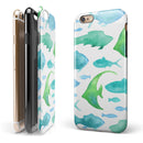 Vivid Blue Watercolor Sea Creatures iPhone 6/6s or 6/6s Plus 2-Piece Hybrid INK-Fuzed Case