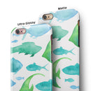 Vivid Blue Watercolor Sea Creatures iPhone 6/6s or 6/6s Plus 2-Piece Hybrid INK-Fuzed Case