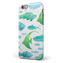 Vivid Blue Watercolor Sea Creatures iPhone 6/6s or 6/6s Plus 2-Piece Hybrid INK-Fuzed Case