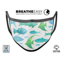Vivid Blue Watercolor Sea Creatures - Made in USA Mouth Cover Unisex Anti-Dust Cotton Blend Reusable & Washable Face Mask with Adjustable Sizing for Adult or Child