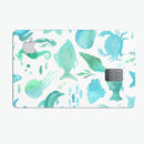 Vivid Blue Watercolor Sea Creatures V2 - Premium Protective Decal Skin-Kit for the Apple Credit Card