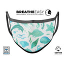 Vivid Blue Watercolor Sea Creatures V2 - Made in USA Mouth Cover Unisex Anti-Dust Cotton Blend Reusable & Washable Face Mask with Adjustable Sizing for Adult or Child
