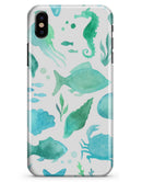 Vivid Blue Watercolor Sea Creatures V2 - iPhone X Clipit Case
