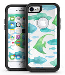 Vivid Blue Watercolor Sea Creatures - iPhone 7 or 7 Plus Commuter Case Skin Kit