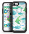 Vivid Blue Watercolor Sea Creatures - iPhone 7 or 7 Plus Commuter Case Skin Kit