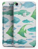 Vivid Blue Watercolor Sea Creatures - Skin-kit for the iPhone 8 or 8 Plus