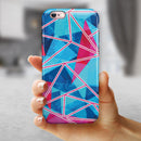 Vivid Blue and Pink Sharp Shapes iPhone 6/6s or 6/6s Plus 2-Piece Hybrid INK-Fuzed Case