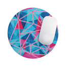 Vivid Blue and Pink Sharp Shapes// WaterProof Rubber Foam Backed Anti-Slip Mouse Pad for Home Work Office or Gaming Computer Desk