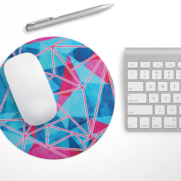 Vivid Blue and Pink Sharp Shapes// WaterProof Rubber Foam Backed Anti-Slip Mouse Pad for Home Work Office or Gaming Computer Desk