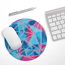 Vivid Blue and Pink Sharp Shapes// WaterProof Rubber Foam Backed Anti-Slip Mouse Pad for Home Work Office or Gaming Computer Desk