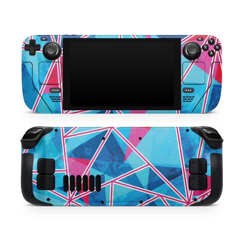 Vivid Blue and Pink Sharp Shapes // Full Body Skin Decal Wrap Kit for the Steam Deck handheld gaming computer