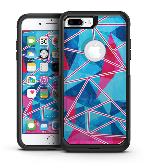 Vivid Blue and Pink Sharp Shapes - iPhone 7 or 7 Plus Commuter Case Skin Kit