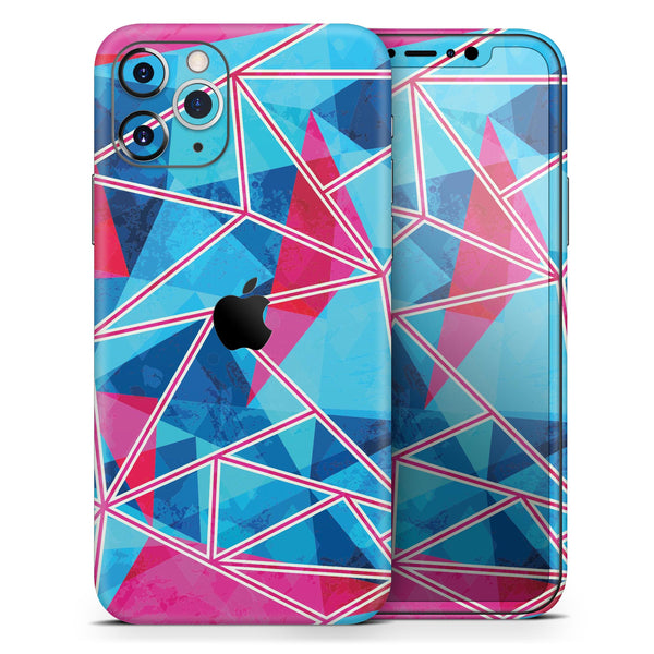Vivid Blue and Pink Sharp Shapes // Skin-Kit compatible with the Apple iPhone 14, 13, 12, 12 Pro Max, 12 Mini, 11 Pro, SE, X/XS + (All iPhones Available)