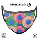 Vivid Cartoon Doughnuts - Made in USA Mouth Cover Unisex Anti-Dust Cotton Blend Reusable & Washable Face Mask with Adjustable Sizing for Adult or Child