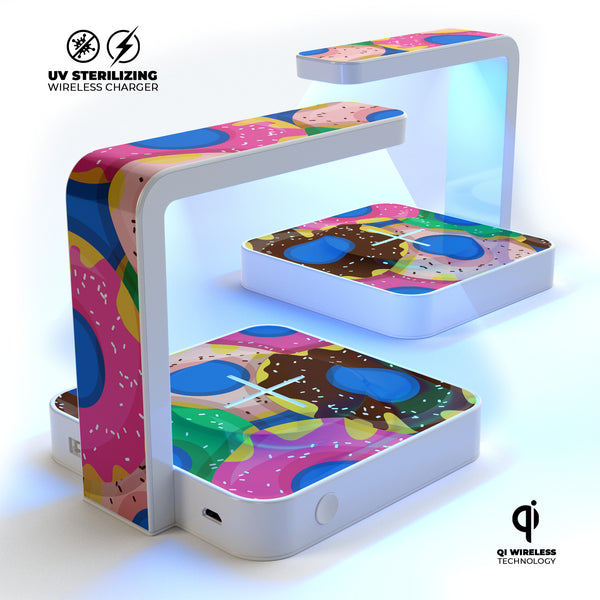 Vivid Cartoon Doughnuts UV Germicidal Sanitizing Sterilizing Wireless Smart Phone Screen Cleaner + Charging Station