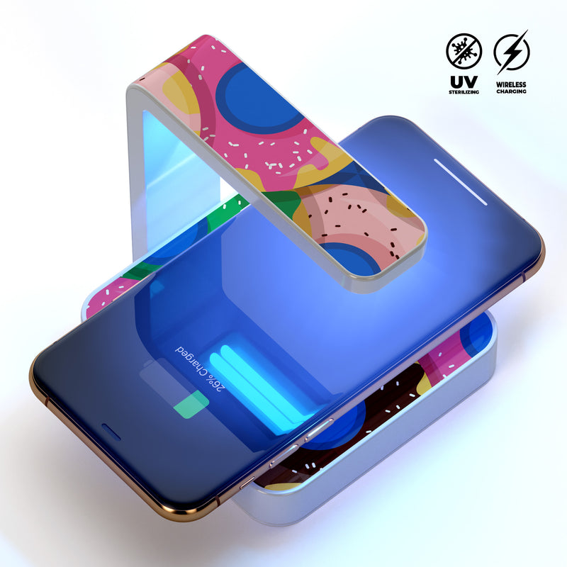 Vivid Cartoon Doughnuts UV Germicidal Sanitizing Sterilizing Wireless Smart Phone Screen Cleaner + Charging Station