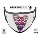 Vivid Colorful Chevron Water Heart - Made in USA Mouth Cover Unisex Anti-Dust Cotton Blend Reusable & Washable Face Mask with Adjustable Sizing for Adult or Child