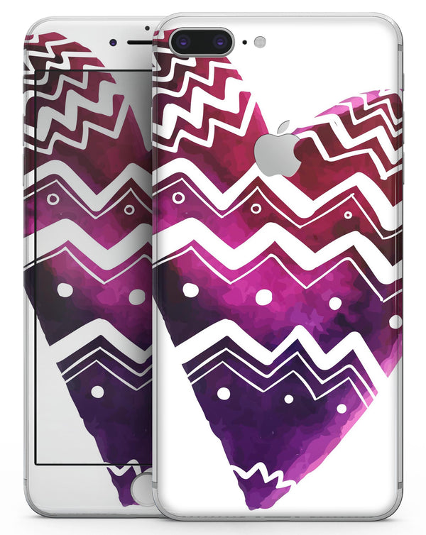Vivid Colorful Chevron Water Heart - Skin-kit for the iPhone 8 or 8 Plus