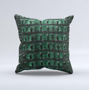 Vivid Green Crocodile Skin ink-Fuzed Decorative Throw Pillow