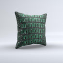 Vivid Green Crocodile Skin ink-Fuzed Decorative Throw Pillow