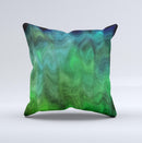 Vivid Green Sagging Painted Surface ink-Fuzed Decorative Throw Pillow
