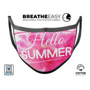 Vivid Pink Hello Summer - Made in USA Mouth Cover Unisex Anti-Dust Cotton Blend Reusable & Washable Face Mask with Adjustable Sizing for Adult or Child