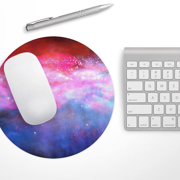 Vivid Pink and Blue Space// WaterProof Rubber Foam Backed Anti-Slip Mouse Pad for Home Work Office or Gaming Computer Desk
