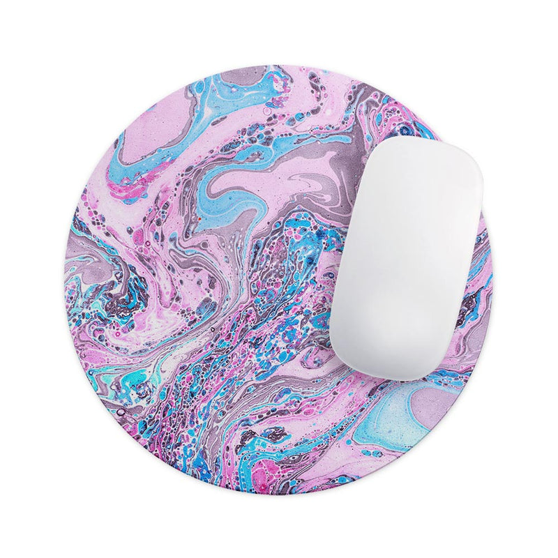 Vivid Pink and Teal Oil Mix// WaterProof Rubber Foam Backed Anti-Slip Mouse Pad for Home Work Office or Gaming Computer Desk