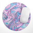 Vivid Pink and Teal Oil Mix// WaterProof Rubber Foam Backed Anti-Slip Mouse Pad for Home Work Office or Gaming Computer Desk