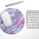 Vivid Pink and Teal Oil Mix// WaterProof Rubber Foam Backed Anti-Slip Mouse Pad for Home Work Office or Gaming Computer Desk