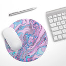 Vivid Pink and Teal Oil Mix// WaterProof Rubber Foam Backed Anti-Slip Mouse Pad for Home Work Office or Gaming Computer Desk