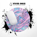 Vivid Pink and Teal Oil Mix// WaterProof Rubber Foam Backed Anti-Slip Mouse Pad for Home Work Office or Gaming Computer Desk