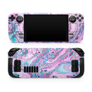Vivid Pink and Teal Oil Mix // Full Body Skin Decal Wrap Kit for the Steam Deck handheld gaming computer