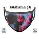 Vivid Pink and Teal liquid Cloud - Made in USA Mouth Cover Unisex Anti-Dust Cotton Blend Reusable & Washable Face Mask with Adjustable Sizing for Adult or Child
