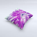 Vivid Purple Flower ink-Fuzed Decorative Throw Pillow