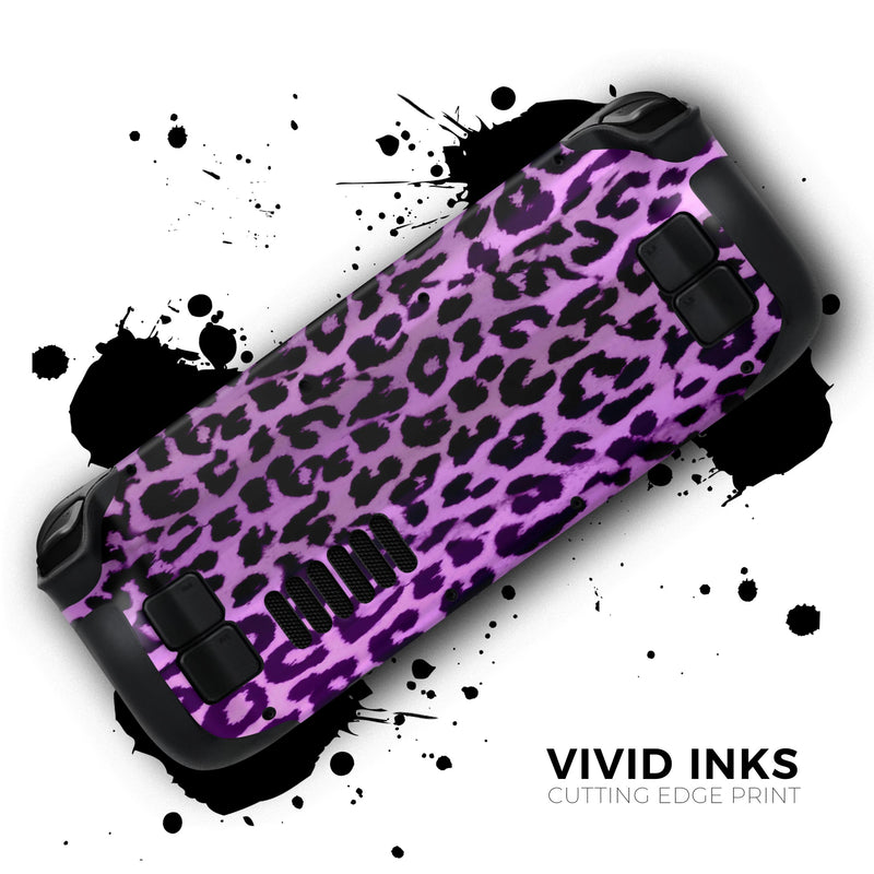 Vivid Purple Leopard Print // Full Body Skin Decal Wrap Kit for the Steam Deck handheld gaming computer