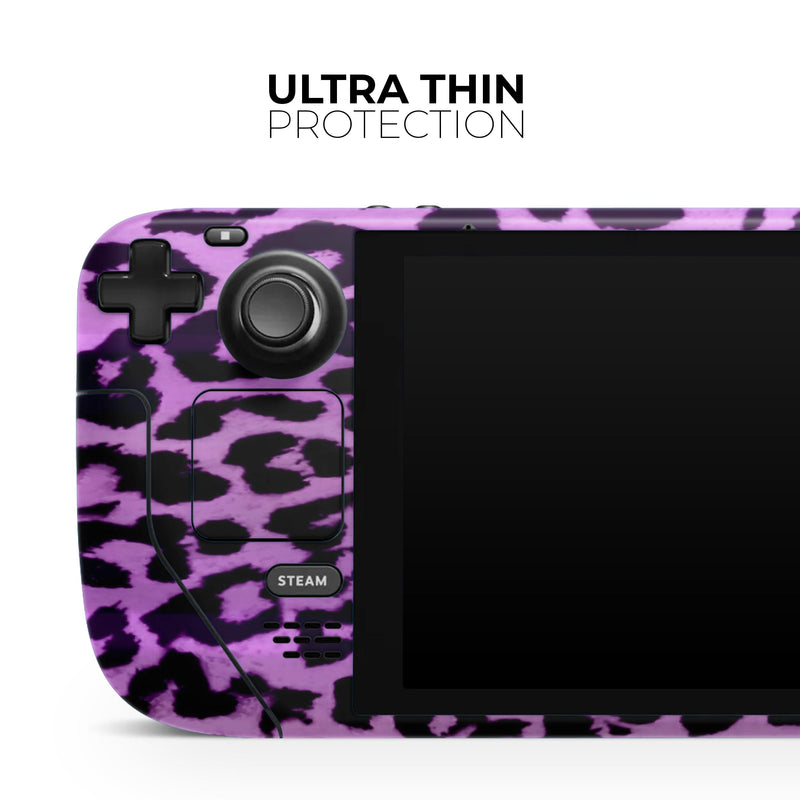 Vivid Purple Leopard Print // Full Body Skin Decal Wrap Kit for the Steam Deck handheld gaming computer