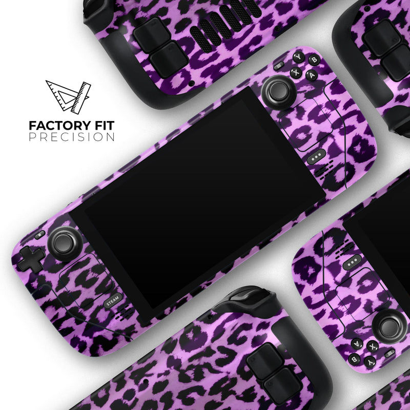 Vivid Purple Leopard Print // Full Body Skin Decal Wrap Kit for the Steam Deck handheld gaming computer