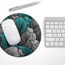 Vivid Teal Floral Waves// WaterProof Rubber Foam Backed Anti-Slip Mouse Pad for Home Work Office or Gaming Computer Desk