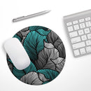 Vivid Teal Floral Waves// WaterProof Rubber Foam Backed Anti-Slip Mouse Pad for Home Work Office or Gaming Computer Desk